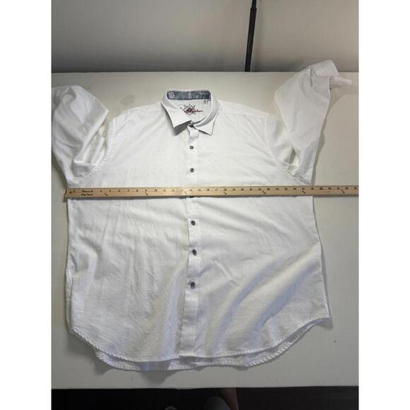 Robert Graham White Patterned Long Sleeve Embroidered Dress Shirt  Flip Cuff 3XL - Picture 3 of 7
